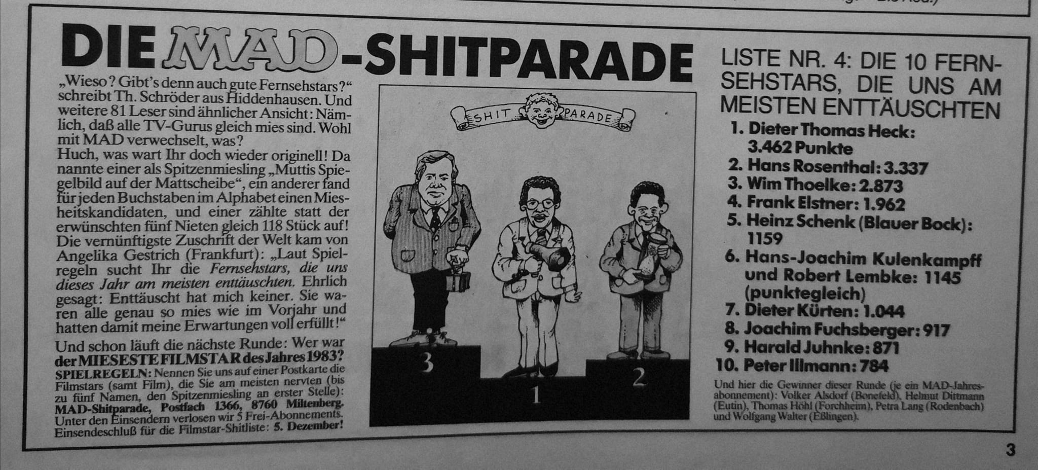Die neue Shitparade, alle drei Moderatoren sind vom ZDF