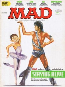 Deutsches MAD Nummer 179 (März 1984) parodiert Staying Alive mit John Travolta