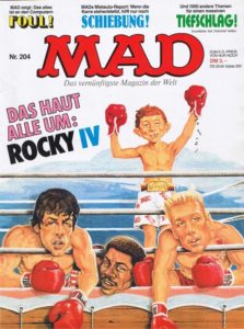 Deutsches MAD Nummer 204 (April 1986) mit Sylvester Stallone und Dolph Lundgren in Rocky 4