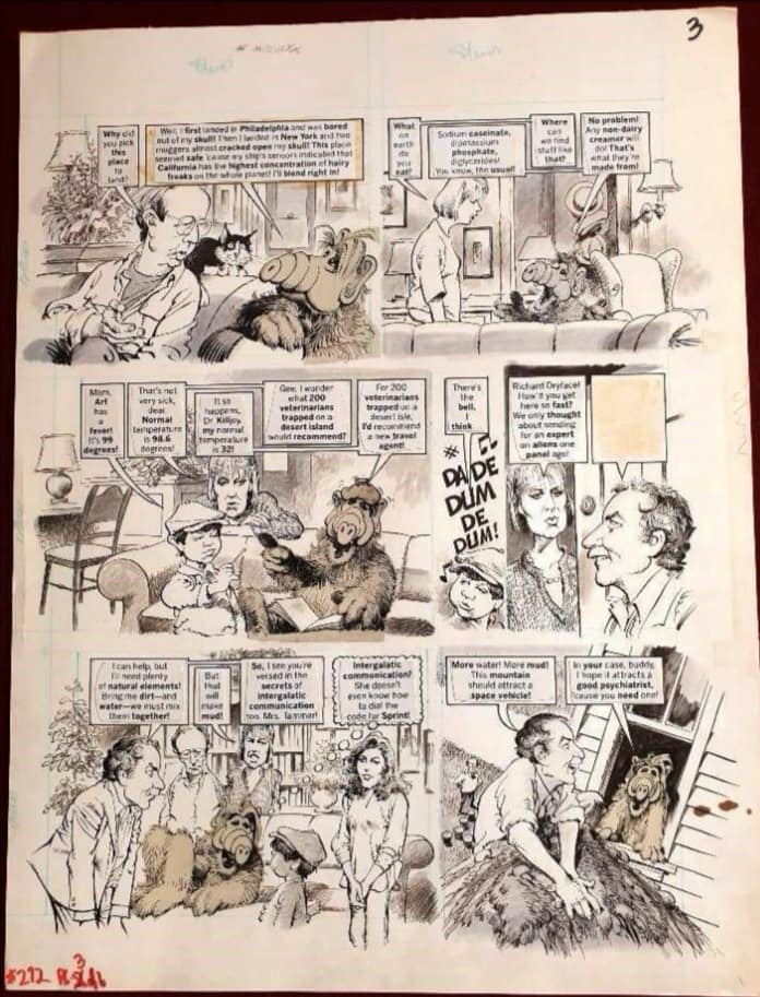 Eine Original Seite der Alf Satire von Mort Drucker und Dick DeBartolo