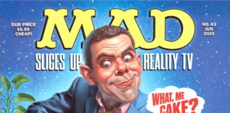 Das Bild zeigt das USA MAD Magazine #43 (Juni 2025) mit einem Titelbild von Mark Fredrickson