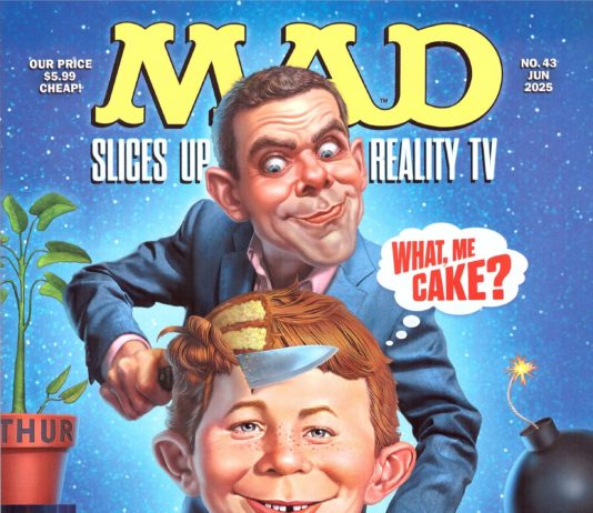 Das Bild zeigt das USA MAD Magazine #43 (Juni 2025) mit einem Titelbild von Mark Fredrickson