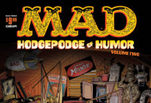 Cover des MAD-Spezialhefts „Hodgepodge of Humor Vol. 2“ (Aug/Sep 2025), gezeichnet von Tom Richmond – Alfred E. Neuman in einem Dachboden voller MAD-Andenken und versteckter Easter Eggs.