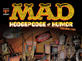 Cover des MAD-Spezialhefts „Hodgepodge of Humor Vol. 2“ (Aug/Sep 2025), gezeichnet von Tom Richmond – Alfred E. Neuman in einem Dachboden voller MAD-Andenken und versteckter Easter Eggs.