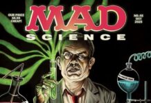 Cover von MAD Magazin Nr. 45: Illustration von Terry Wolfinger, inspiriert vom Horrorfilm Re-Animator. US-Politiker Robert F. Kennedy Jr. als verrückter Wissenschaftler mit Alfred E. Neumans Kopf auf dem Labortisch.