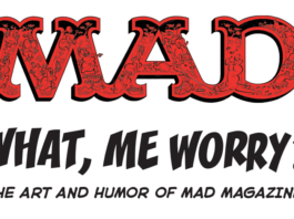 Offizielles Logo der Ausstellung „What, Me Worry? The Art and Humor of MAD Magazine“ mit dem klassischen roten MAD-Schriftzug.