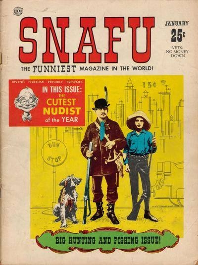 Cover der ersten Ausgabe des Comic-Hefts Panic von EC Comics mit einer makabren Weihnachtsszene, in der ein Junge eine Bärenfalle unter den Kamin stellt, in dem der Weihnachtsmann steckt.